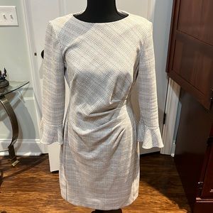Bell-Sleeved grey, black with pale pint strips.